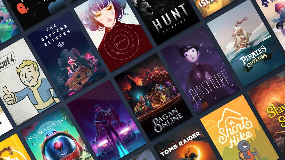 Digital product catalog featuring popular game titles
